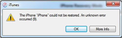 iTunes unknown error 9