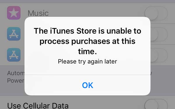 iTunes store is unable to process purchases