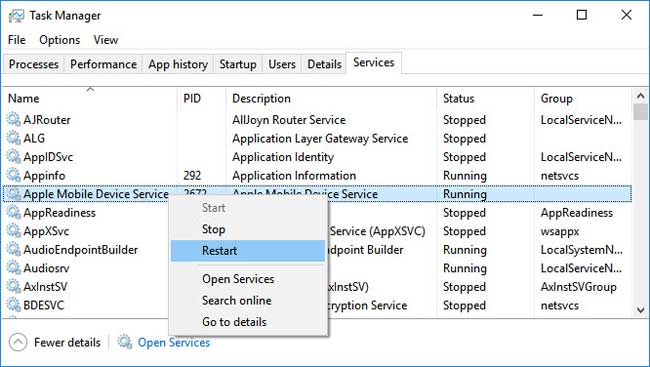 kill iTunes process on windows 