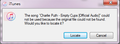 iTunes music file location error