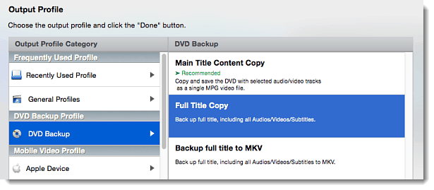 MacX DVD Ripper Pro backup modes