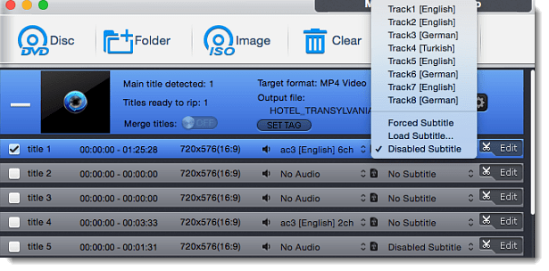 subtitles settings in MacX DVD Ripper Pro