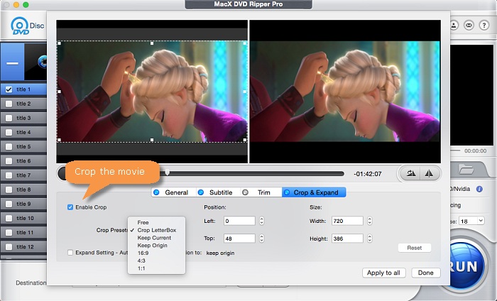 crop DVD with macx dvd ripper pro