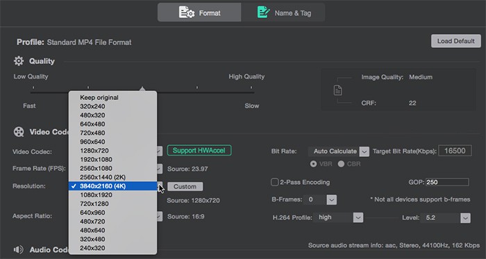 reduce and compress 4K HEVC