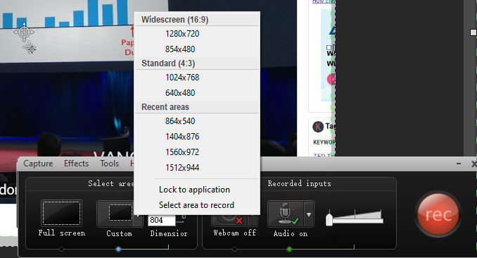 Adjust recording resolution