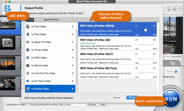 Convert AVCHD to ProRes