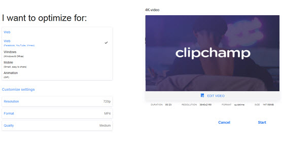 Reduce video size for email