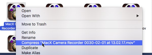 compress video to zip archive with Mac finder