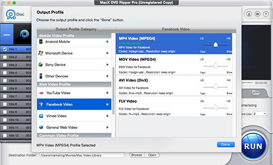 Convert DVD to Facebook