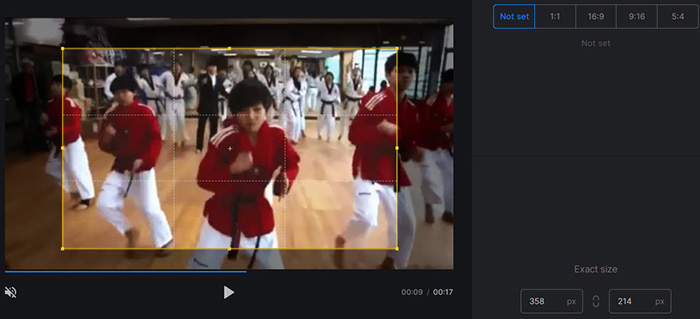Crop videos on Clideo
