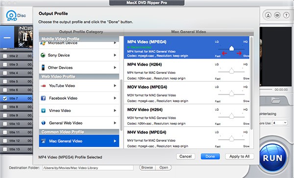 choose output format when ripping a dvd on mac