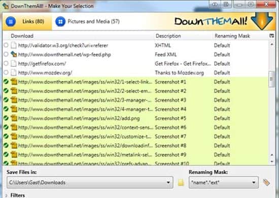 Jdownloader alternative-DownThemAll