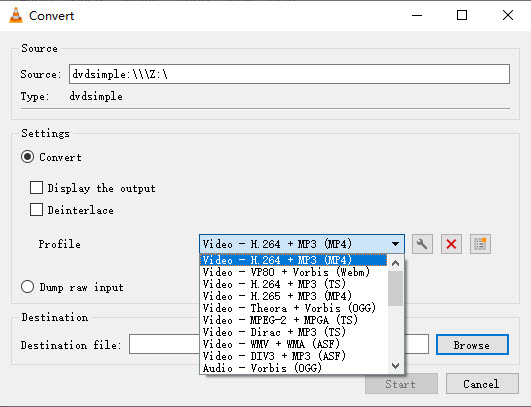 VLC rip DVDs to MP4