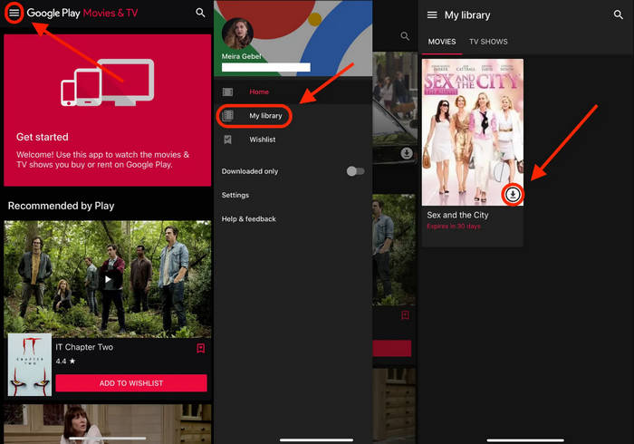 Download movies to iPhone in Google Play Movies & TV app