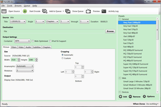 Hanbrake Convert MKV