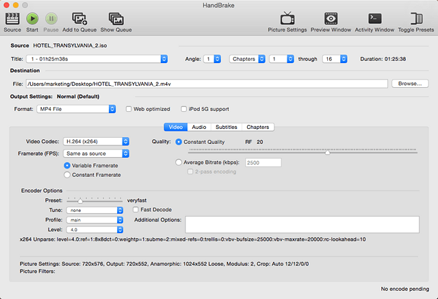 Best Handbrake Settings