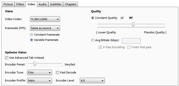 Handbrake Convert FPS from variable to constant