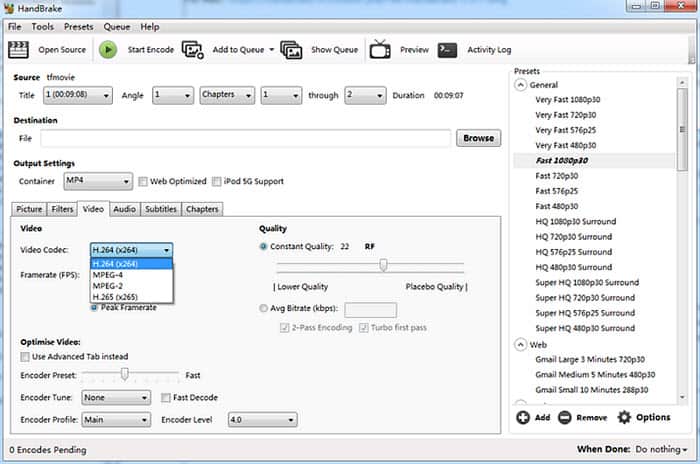 free convert HEVC to H.264 handbrake