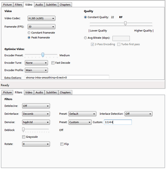 adjust HEVC settings in Handbrake