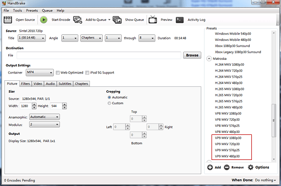 Handbrake VP9 Encoder