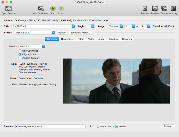 convert DVD to iMovie handbrake