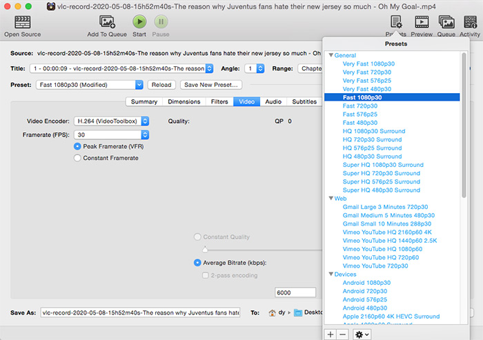 convert MKV to MP4 with HandBrake