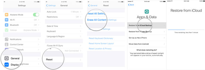 restore iPhone via iCloud
