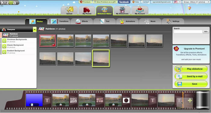 Kizoa online slideshow maker on Mac