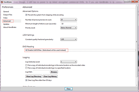 fix handbrake stops encoding DVD issue