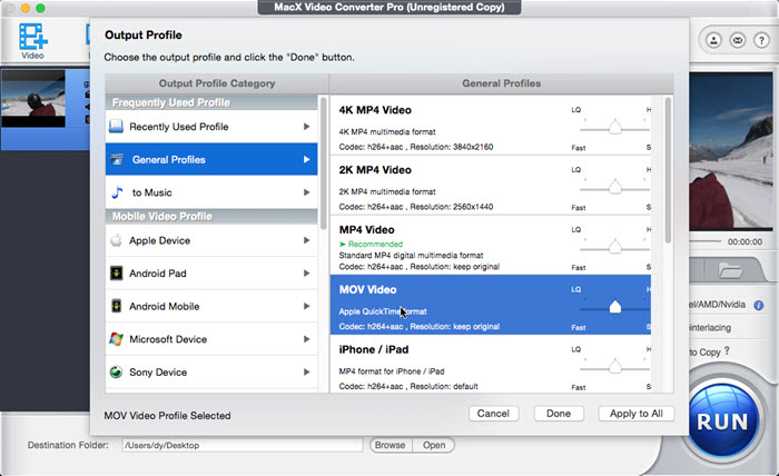 Convert MP4 to MOV on Mac