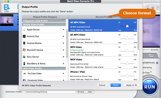 convert HEVC to MP4/H.264