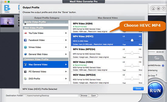 H.265/HEVC converter - convert H.264 to HEVC