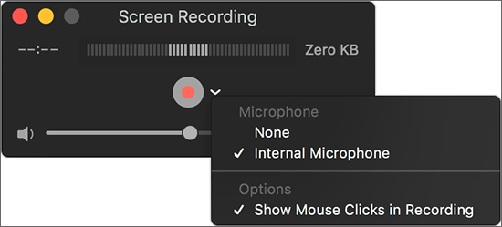 QuickTime screen recording settings