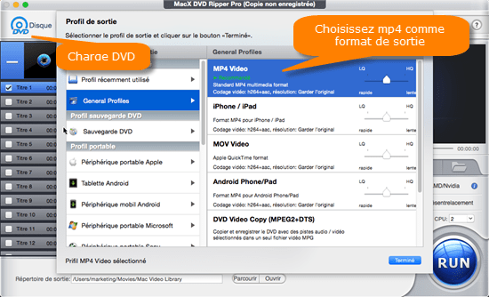 Convertir DVD en MP4 sur Mac