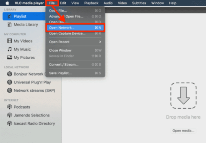 VLC - open network