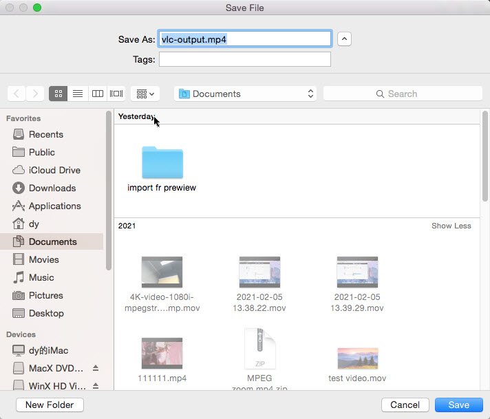 Set an output folder on Mac