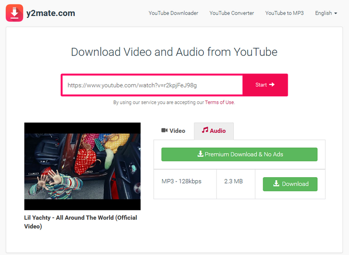 YouTube audio downloader Mac - y2mate