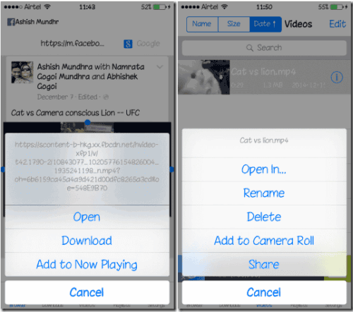 download Facebook videos on iOS device