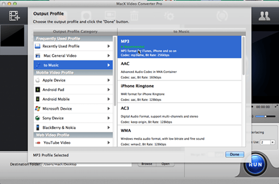 choose output format as MP3