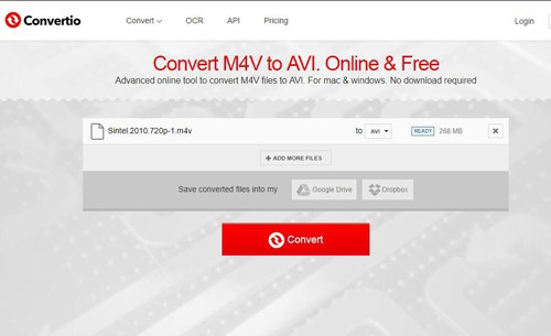 convert M4V to AVI online free