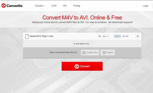 convert M4V to AVI online free