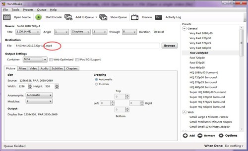 how to use Handbrake to convert M4V to MP4