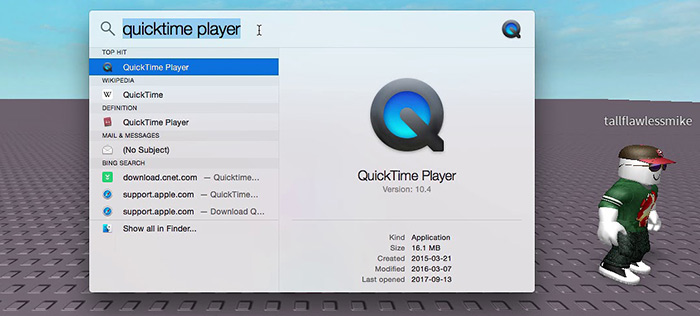 QuickTime record Roblox on Mac with voice