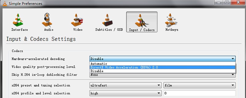 VLC hardware decoding