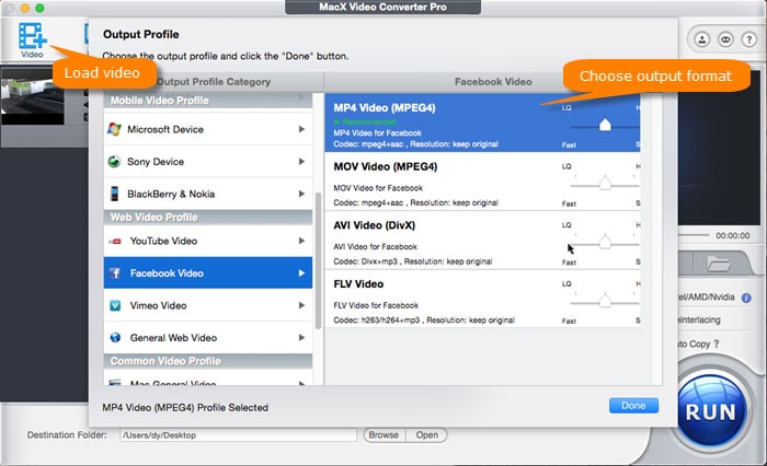Compress video to Facebook MP4