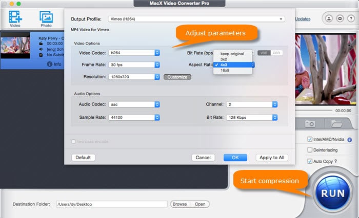 vimeo compression settings