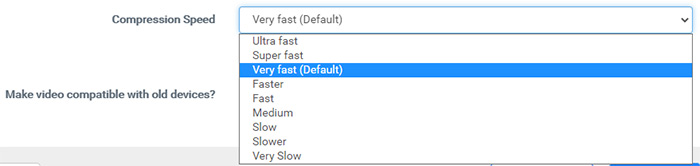 Choose online MKV compression speed