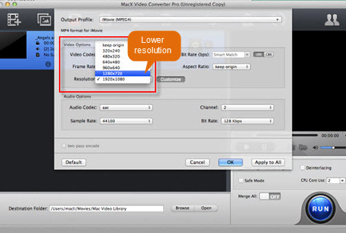 Lower parameters to reduce file size