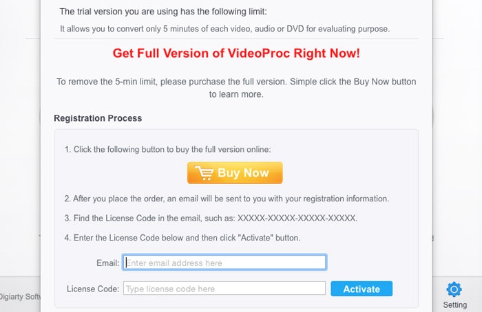 why does videoproc keep asking me to register