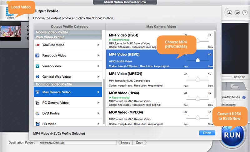 transcode h264 to h265